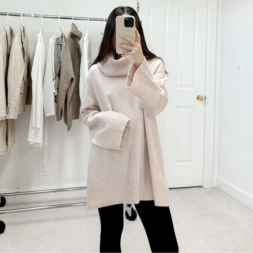 Ann Taylor Wool Blend Turtleneck Sweater in Pink